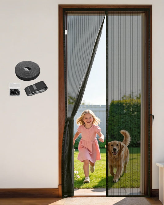 Magic Mesh Magnetic Mosquito Screen Door Net Curtain with Magnet Reinforced Polyester Mesh Curtain