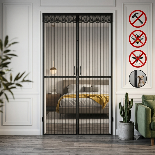 Magic Mesh Magnetic Mosquito Screen Door Net Curtain with Magnet Reinforced Polyester Mesh Curtain